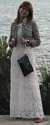 Fausta Bianchi Felice in vacanza con abito lungo